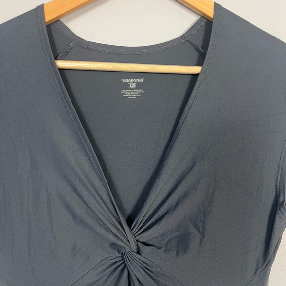Patagonia Women's Cap Sleeve Bandha Twist Front Stretch Gray Midi Dress Medium M - Picture 3 of 6